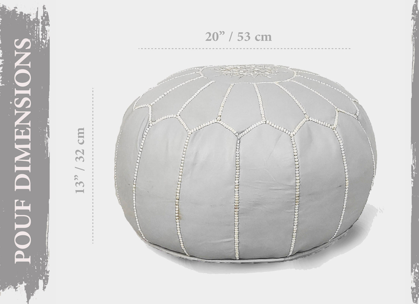 Moroccan POUF with White Stitching Leather Pouf Ottoman Pouf Morrocan Leather Pouf Moroccan Pouffe