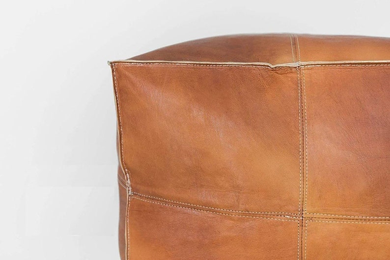 Moroccan Square Leather Pouf